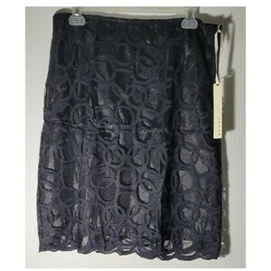 Kenar Black Lace Circle Pencil Skirt